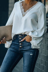 Date Night Out Lace Balloon Sleeve Top