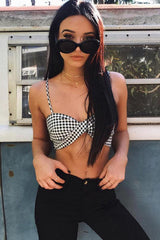 Sujetador con tirantes finos a cuadros escoceses