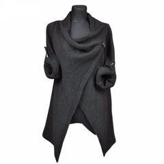 Poncho Cotton Irregular Single Button Autumn Loose Knitted Cardigans