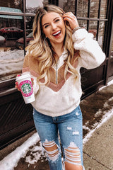 Top de peluche con cremallera y diseño de gato esponjoso