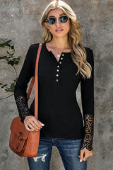 Top de manga larga con encaje acanalado Eyes On Me