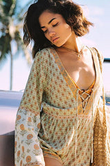 Creazy Kids Boho Print Long Sleeve Romper