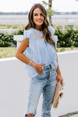 Breezy Days Lace Embroidered Ruffle Top