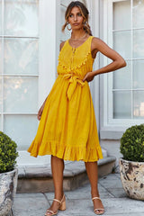 Vestido midi sin mangas con borlas So Amazed