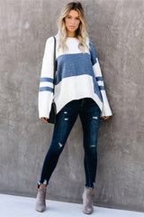 Suéter de punto con bloques de colores "Abraza la temporada"