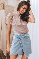 Cass Cream Lace Overlay Short Sleeve Top