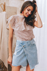 Cass Cream Lace Overlay Short Sleeve Top