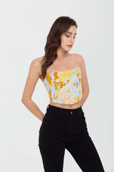 Jacquard Lace Strapless Corset Top