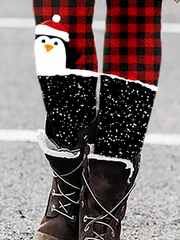 Enge Freizeithose mit Weihnachtsdruck in Übergröße