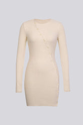 Cut-Out Buttons Mini Bodycon Dress