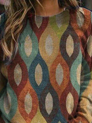 Photo Color Long Sleeve Cotton Shift Shirts & Tops