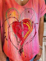 Rosa T-Shirt mit Blumenmuster und kurzen Ärmeln