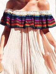 Off-the-shoulder Stripes Mini Dress