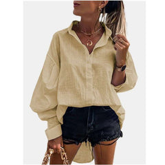 Blusas irregulares de manga larga con solapa suelta y estilo casual puro