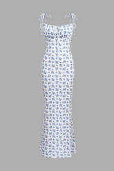 Floral Print Tie Strap Midi Dress