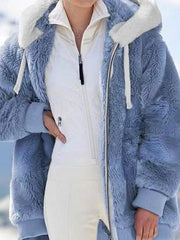 Plush coat loose long-sleeved zipper hooded coats