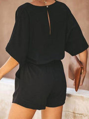 Monos elegantes de gasa con cintura anudada y lisos de talla grande