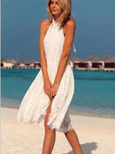 Vestidos de vacaciones de encaje puro sin espalda