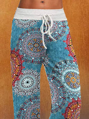 Paisley-Shift-Hose aus bedruckter Baumwollmischung im Boho-Stil in Blau