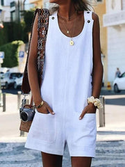 Monos de algodón y lino con botones en los bolsillos, tallas grandes