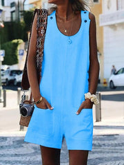 Monos de algodón y lino con botones en los bolsillos, tallas grandes