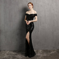 Vestidos con abertura y hombros descubiertos con purpurina Clara para fiesta de graduación