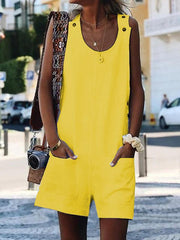 Monos de algodón y lino con botones en los bolsillos, tallas grandes