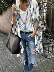 Bedruckte Strickjacken mit mittellangen Ärmeln