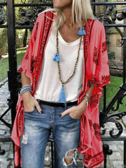 Bedruckte Strickjacken mit mittellangen Ärmeln