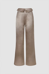 Pantalones anchos de satén con cintura plegable