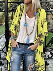 Bedruckte Strickjacken mit mittellangen Ärmeln