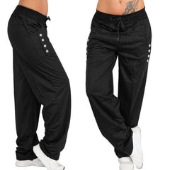 Schlichte Slacks mit Gürtel, lässig, locker sitzende, gerade lange Hose