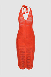 Neckholder-Cutout-Überwurfkleid