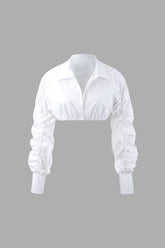 Gathered Sleeve Crop Shirt