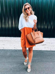 Patchwork Halbarm Lässige Lose Damen Etuikleider