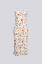 Vestido midi con espalda cruzada y flores