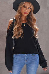 Suéter de punto con hombros descubiertos y encaje Lived In