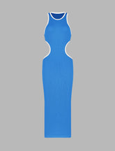 Ribbed Knit Color-block Sleeveless Dress