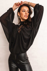 Feeling Like A Queen Black Lace Long Sleeve Top