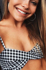 Sujetador con tirantes finos a cuadros escoceses