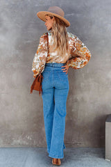 Be A Stand Out Print Wrap Smocked Top