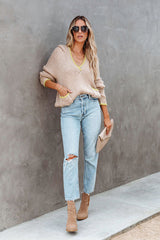 Suéter de punto con capucha y cuello en V "It's Your Love"