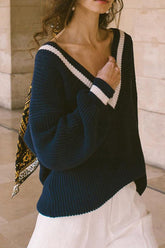 Suéter de punto con cuello en V School Days