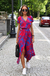 Maxikleid mit hohem Schlitz und „Do What You Love“-Print