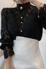 Feel It Still Lace Button Up Top