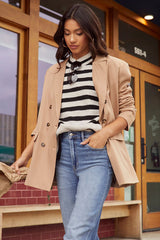 Suéter de punto de manga larga a rayas cálido y acogedor