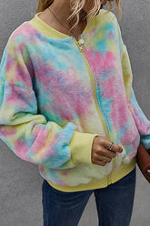 Ready For Fall Tie-Dye Fluffy Jacket