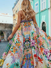 Vestido de vacaciones con estampado de tirantes finos policromados