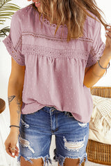 Every Summer Day Lace Dot Short Sleeve Top