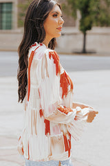 Langärmliges, gesmoktes Oberteil mit Move To Love-Print